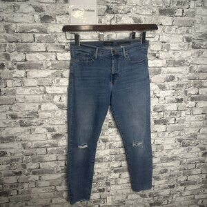 EUC Banana Republic Premium Denim Ripped Mid Rise Skinny Jeans Size 31